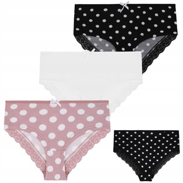 Damtrosor Klassiska bomullsbikinitrosor med prickig spets MORAJ 3-PACK S