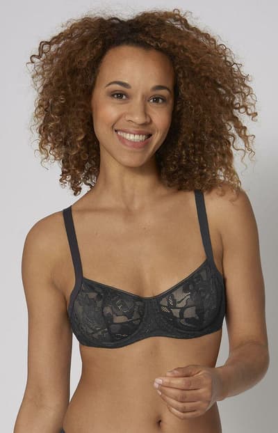 Triumph illustreret rose i en blød bh 10205638, sort, 80f