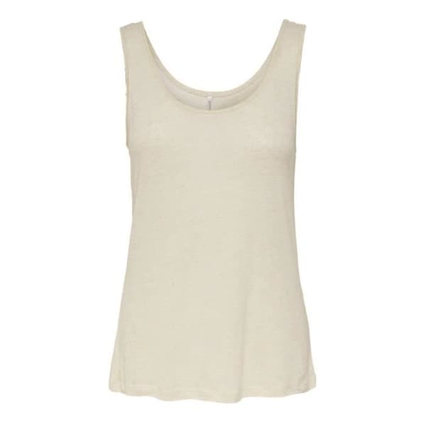 Beige Topp Dam Only Mirina - Klassisk Snitt - Rund Krage - Utan Ärmar