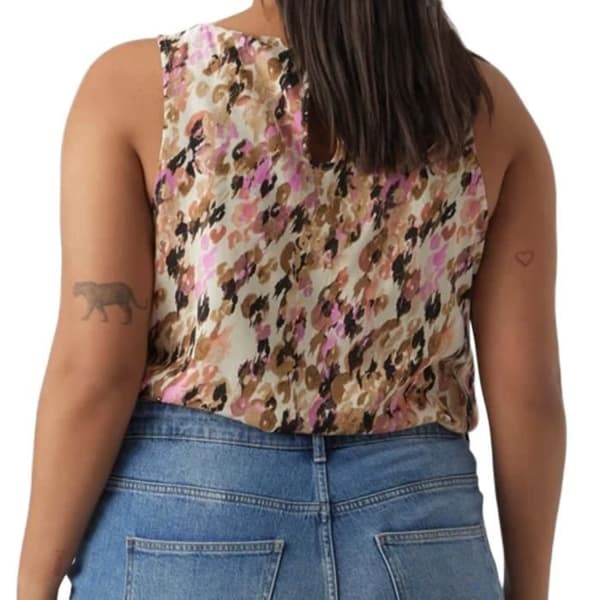 Beige/Rosa Tryckt Linne Dam Vero Moda CURVE Tigers Eye