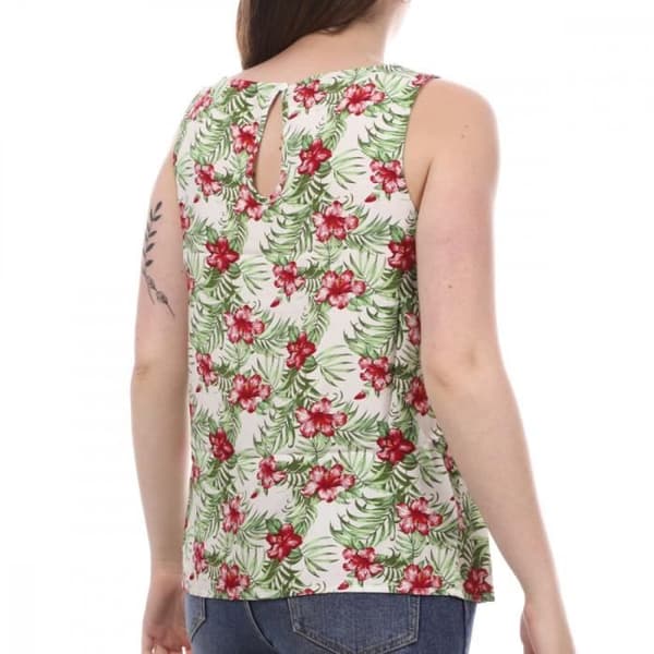 Topp Dam - Vero Moda - Simply Easy - Vit/Grön/Röd - Blommönster - 100% viskos