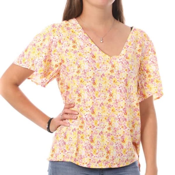 Top Tryckt Vit/Gul Dam Vero Moda Swf