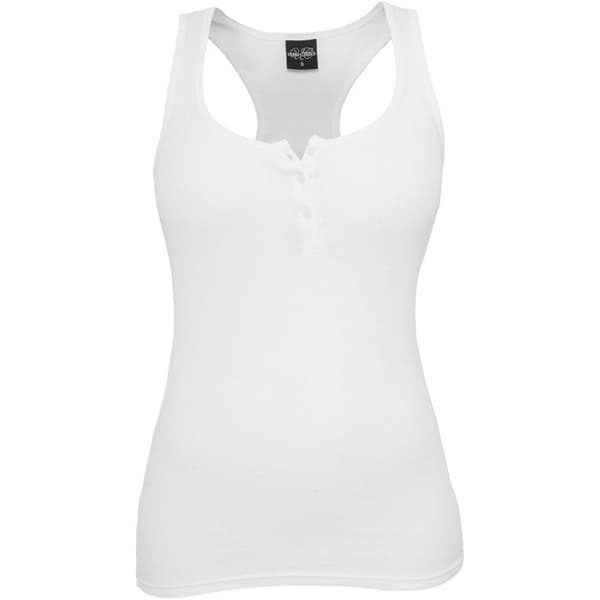 Damtop - Urban Classics - Knappad - Slim fit - Rund hals - Vit