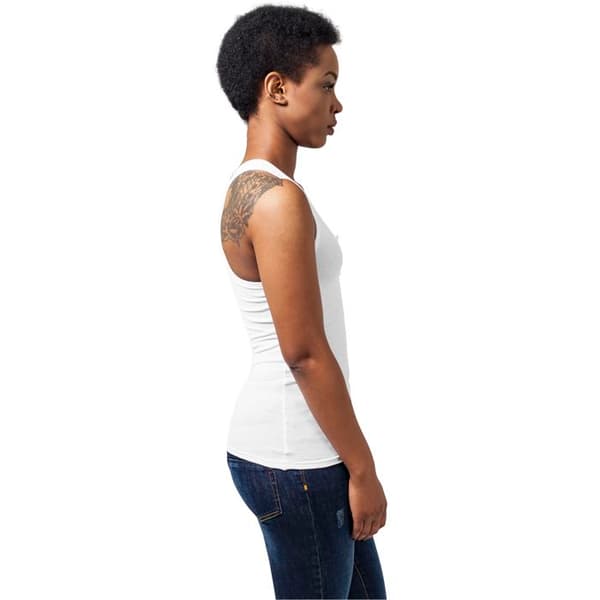 Damtop - Urban Classics - Knappad - Slim fit - Rund hals - Vit