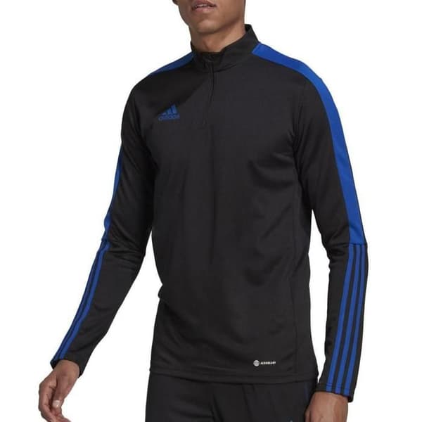 Träningsjacka - Adidas - Tiro - Svart/Blå - Hög krage - 100% polyester