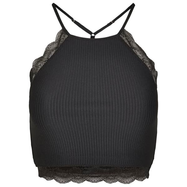 Crop topp kvinna - Urban Classic - Svart - V-ringning - Utskuren - Extrakort