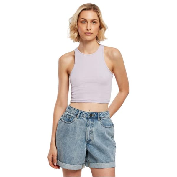 Kort topp - URBAN CLASSICS - Damers korta ribbtop - Tajt - Lila lavendel - Kvinna