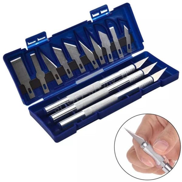 Precision Cutter Set med 10 Utbytbara Blad och Förvaringslåda för Kreativa Hobbies