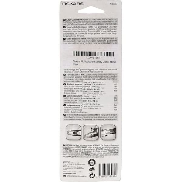 Fiskars 18 mm Safety Cutter - Infällbart blad och halkfri kropp