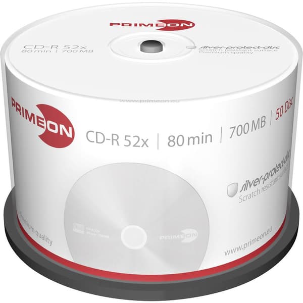 Primeon 2761102 CD-R 80 700 MB 50 st Spindel Matt silveryta