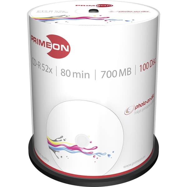 Primeon 2761106 CD-R 80 700 MB 100 st Spindel Skrivbar