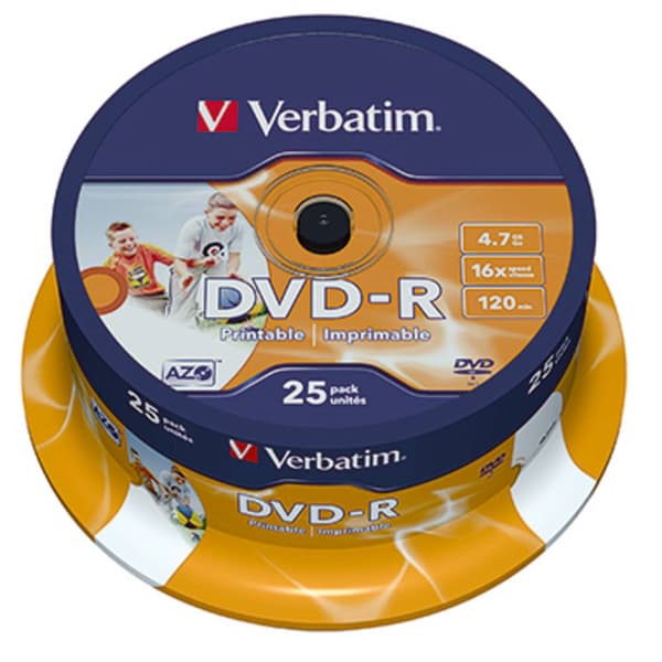 Verbatim 43538 DVD-R 4.7 GB 25 st Spindel Skrivbar