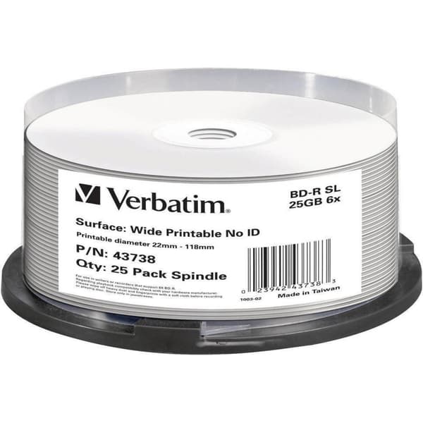 Verbatim 43738 Blu-ray BD-R 25 GB 25 st Spindel Skrivbar
