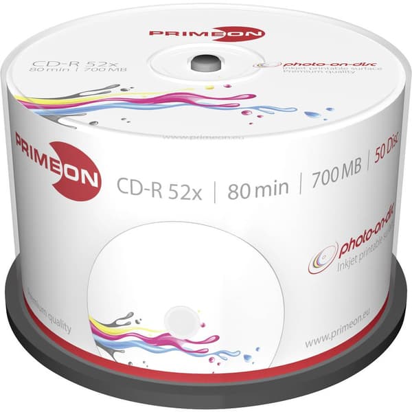 Primeon | CD-R | 700 MB | Inkjet Printable | Black Vinyl | 50 Stuks Primeon | CD-R | 700 MB | Inkjet Printable | Black Vinyl | 50 Stuks