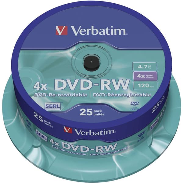 Verbatim 43639 DVD-RW 4.7 GB 25 st Spindel Rewritable