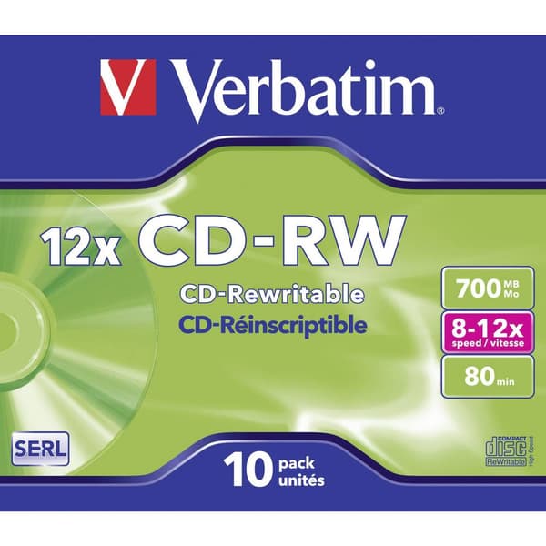 Verbatim 43148 CD-RW 700 MB 10 st Jewel Case Rewritable