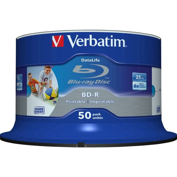 Verbatim 43812 Blu-ray BD-R SL 25 GB 50 st Spindel Skrivbar