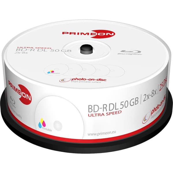 Primeon 2761319 Blu-ray BD-R DL 50 GB 25 st Spindel Skrivbar
