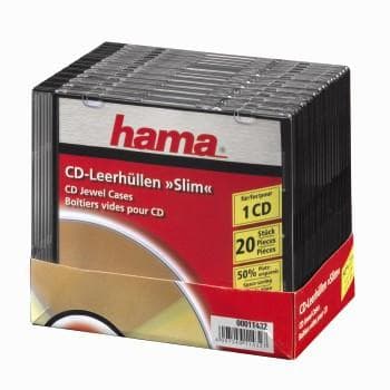 Hama CD-Slim-Box - slankt juveletui til opbevaring af CD - kapacitet: 20 CD - sort (11432)