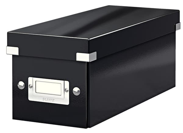 LEITZ Click & Store CD-opbevaringsboks, sort, lavet af hårdt karton foret med PP-film, til 165 papir-cd'er (6041-00-95)