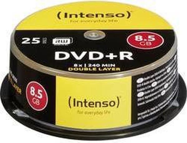 Intenso DVD+R 8,5 GB DL Double Layer 8x Speed ​​- 25st bakverkslåda