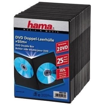 Hama DVD Slim Double-Box 25, Sort 2 skiver Sort