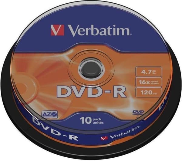 Verbatim 43523 DVD-R mat sølv - 10 stykker / spindel