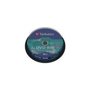 Verbatim DVD-RW 4x mat sølv 4,7 GB I Pakke med 10 spindler I DVD blanks skrivbar I 4x brændehastighed & Hardcoat Scratch Guard I DVD tom I tom DVD gen