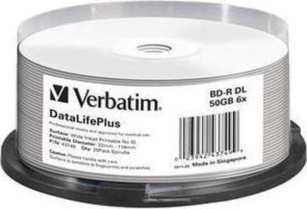 Verbatim BD-R DL 50GB 6X SP BRED UDSKRIVbar NO-ID - Rohling