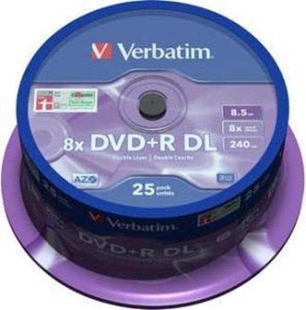 Verbatim DVD+R DL 8,5GB 8x SP MAT SØLVOVERFLADE - Rohling