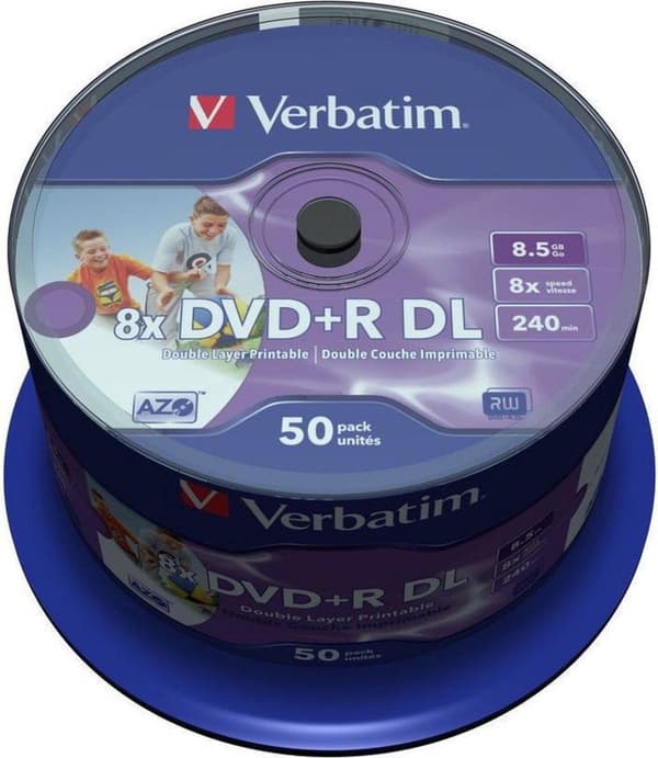 Verbatim DVD+R DL 8,5GB 8X SP BRED UDSKRIVbar - Rohling