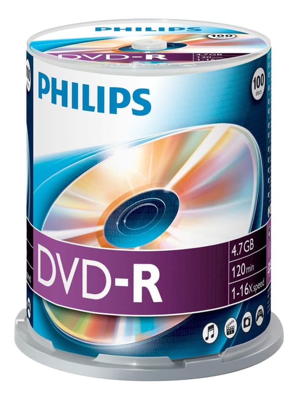 Philips DVD+R/ 4,7GB/ 16x/ Spindel 100 stk