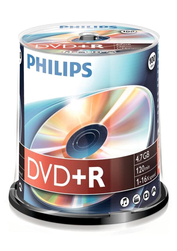 Philips DVD+R - 4,7 GB - Hastighed 16x - Spindel - 100 stykker - DR4S6B00F