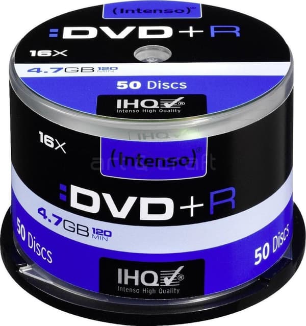 Intenso DVD+R 4,7 GB 16x nopeus - 50 kpl. leivonnainen laatikko