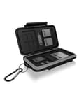 Miniatyrbillede 1 af 5: ICY BOX SD-kortopbevaring til 28 hukommelseskort (8X SD, 16x Micro-SD, 4X CF), kliplås, etui med karabinhage, sort