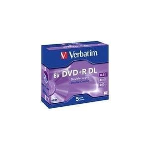 Verbatim DVD+R dobbeltlag mat sølv 8,5 GB I 5-pack Jewel Case I DVD blanks skrivbar I 8x brændehastighed & Hardcoat Scratch Guard I blank DVD-R I DVD