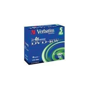 Verbatim DVD-RW 4x Speed 5 Pack Jewel Case Tyhjät DVD-levyt, Uudelleentallennettava