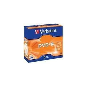 Verbatim DVD-R 16x mat sølv 4,7 GB I Pakke med 5 Jewel Case I DVD blanks skrivbar I 16x brændehastighed & Hardcoat Scratch Guard I DVD-R blanks I DVD