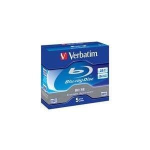 VERBATIM BD-RE enkeltlags Blu-ray-emner 25 GB I Blu-ray-disk med 2x skrivehastighed I med ridsebeskyttelse I 5-pak juveletui I Blu-ray-diske til video