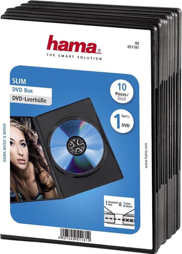 Hama 04751181 DVD Slimline Box - 10 delar / Svart
