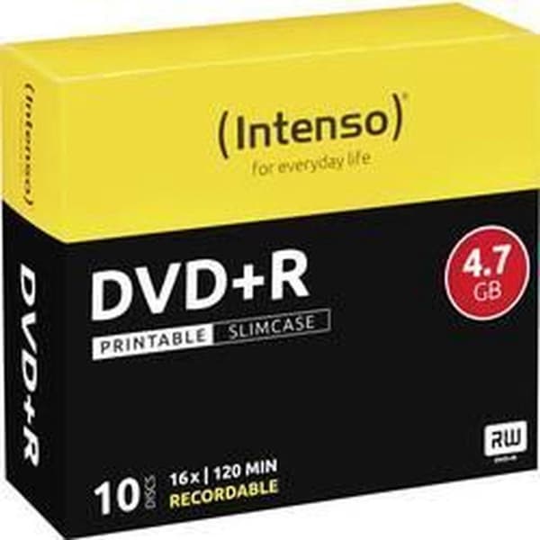 Intenso 4811652 DVD+R-skiva 4,7 GB 10 st Slimcase Utskrivbar