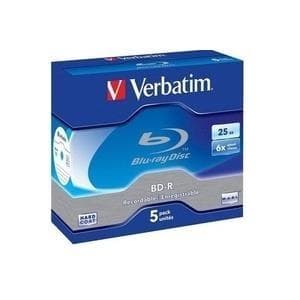 VERBATIM BD-R SL Datalife Blu-ray-emner 25 GB I Blu-ray-disk med 6x skrivehastighed I 5-pak juveletui I stort område, der kan udskrives I Blu-ray-disk