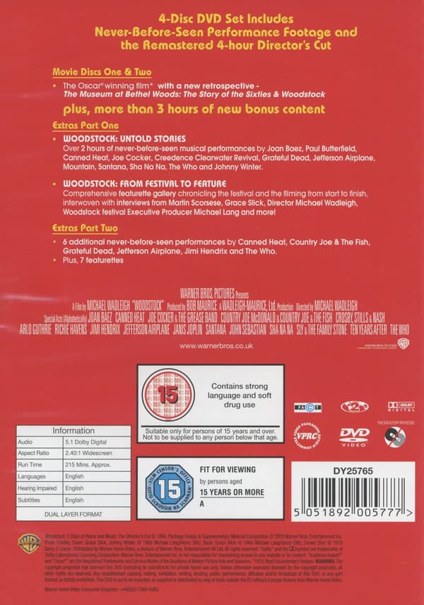 Woodstock / 3 days of peace & music (Ej textad) (4 DVD)