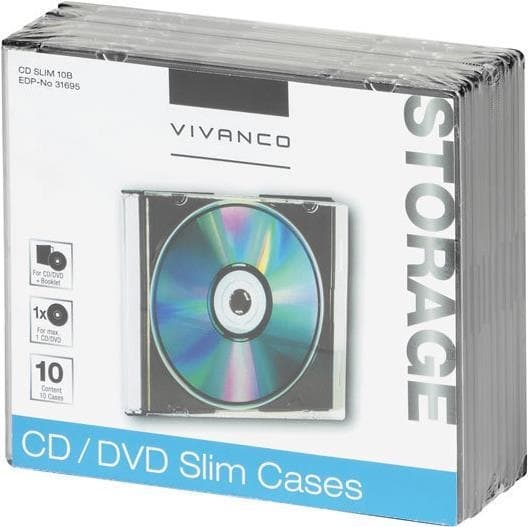 Vivanco 31695 CD-etui smalt hus 1 skiver sort - gennemsigtig (31695)