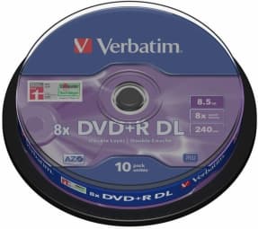 DVD+R VERBATIM  8.5GB, 240min, viteza 8x, 10 buc, Double Layer, spindle, "Matt Silver" "43666"