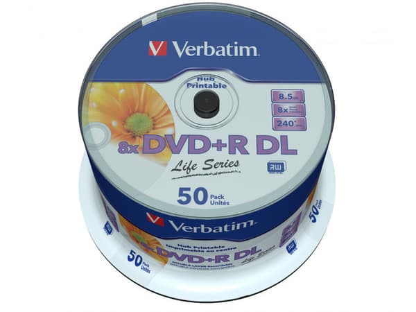 DVD+R VERBATIM  8.5GB, 240min, viteza 8x, 50 buc, Double Layer, spindle, printabil, "Wide Inkjet Printable" "97693"