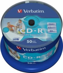 Matricas CD-R AZO Verbatim 700MB 1x- 52x Wide Printable non ID,50 Pack Spindle