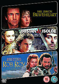 Braveheart/Tristan And Isolde/Rob Roy DVD (2009) Mel Gibson Cert 15 3 Discs Pre-Owned Region 2