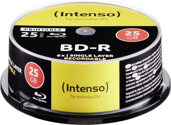 Intenso 5101114 Blu-ray BD-R SL disk 25 GB 25 styks Spindel Printbar