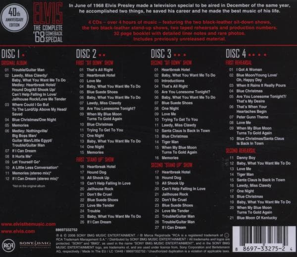 Presley Elvis: Complete '68 comeback special (4 CD)
